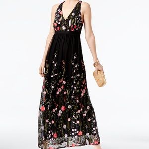 Black embroidered maxi dress INC